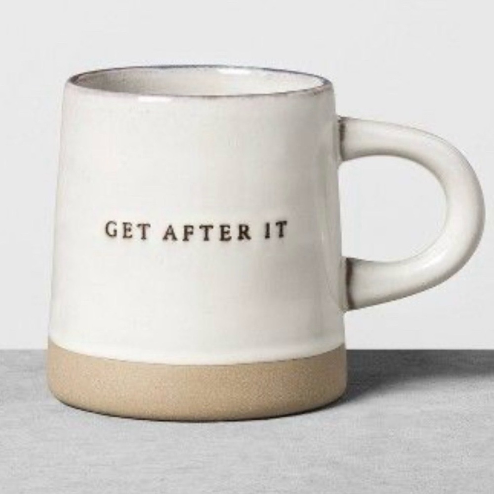 Hearth & Hand White and Tan Motivational Mug